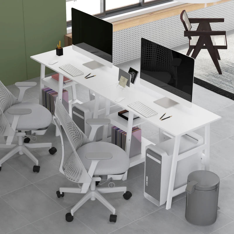 Compact White Computer Desk with Storage Shelves - Study Table & PC Workstation for Home Office, Easy Assembly, 106x51cm