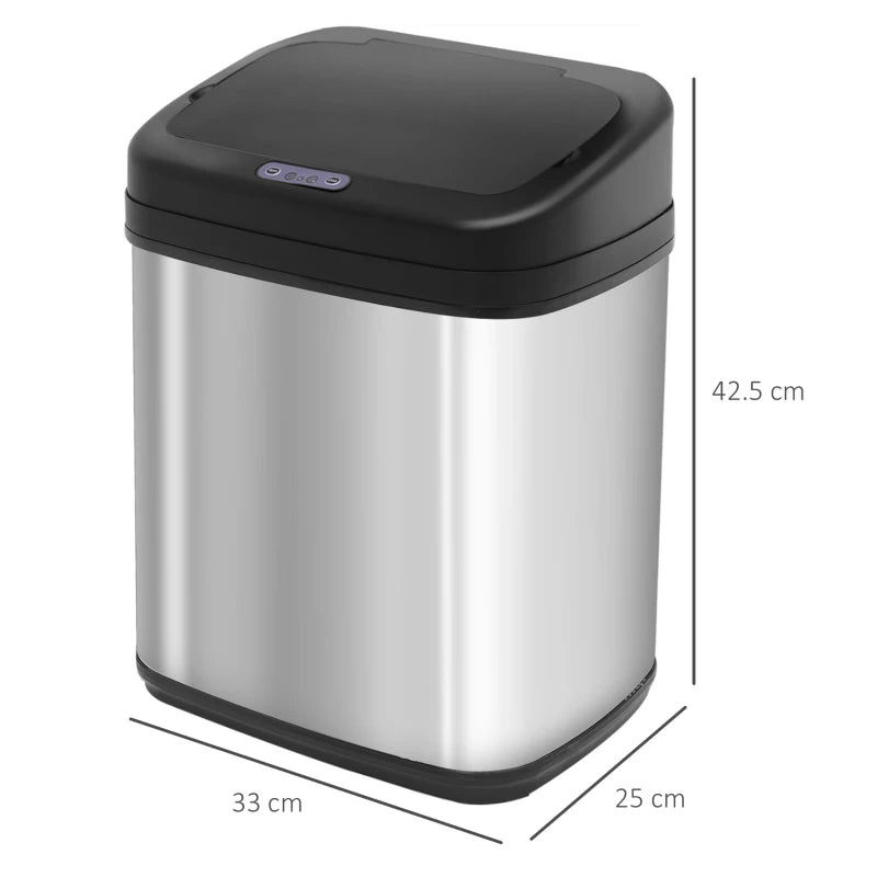 Luxury 20L Automatic Sensor Dustbin - Stainless Steel Kitchen Waste Bin with Bucket, 33x25x42.5CM, Touchless Rubbish Trashcan