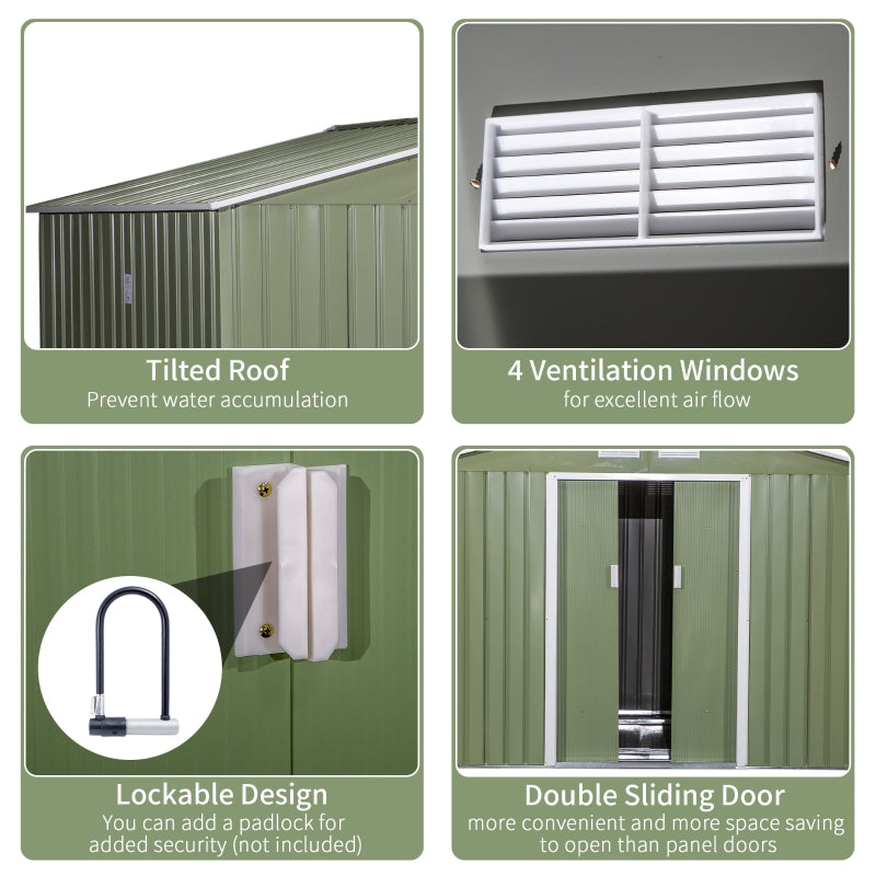 Light Green 9ft x 6ft Garden Metal Storage Shed