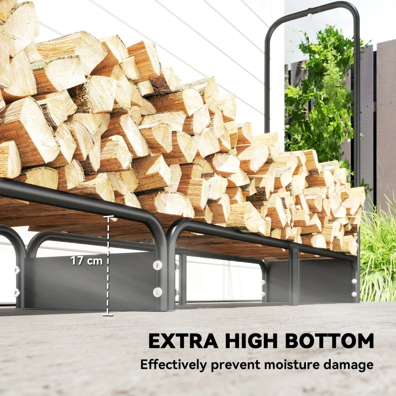 8.5ft Heavy Duty Firewood Rack with Waterproof Oxford Cover - Large Capacity Log Storage for Outdoor Fire Pits & Patios