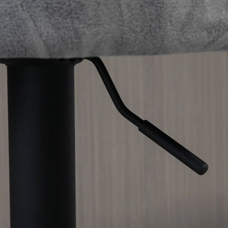 Modern Height Adjustable Bar Stools Set of 2 - Swivel PU Leather Chairs with Backrest, Armrests & Footrest - Light Grey