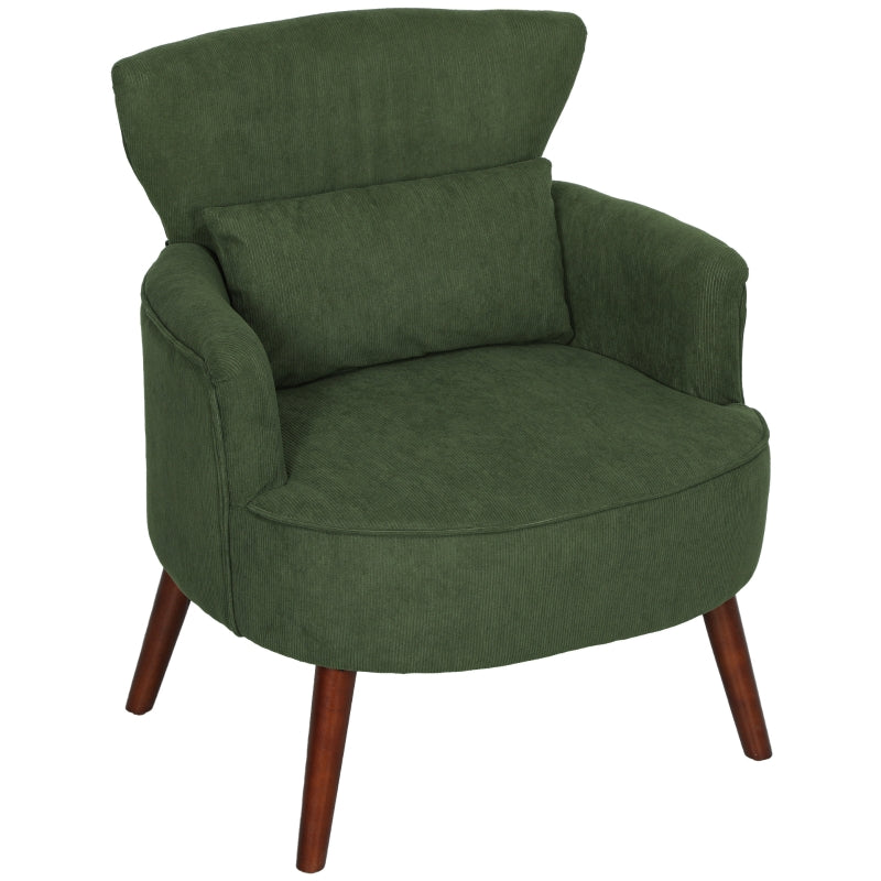 Green Corduroy Retro Accent Chair for Stylish Living Room Decor