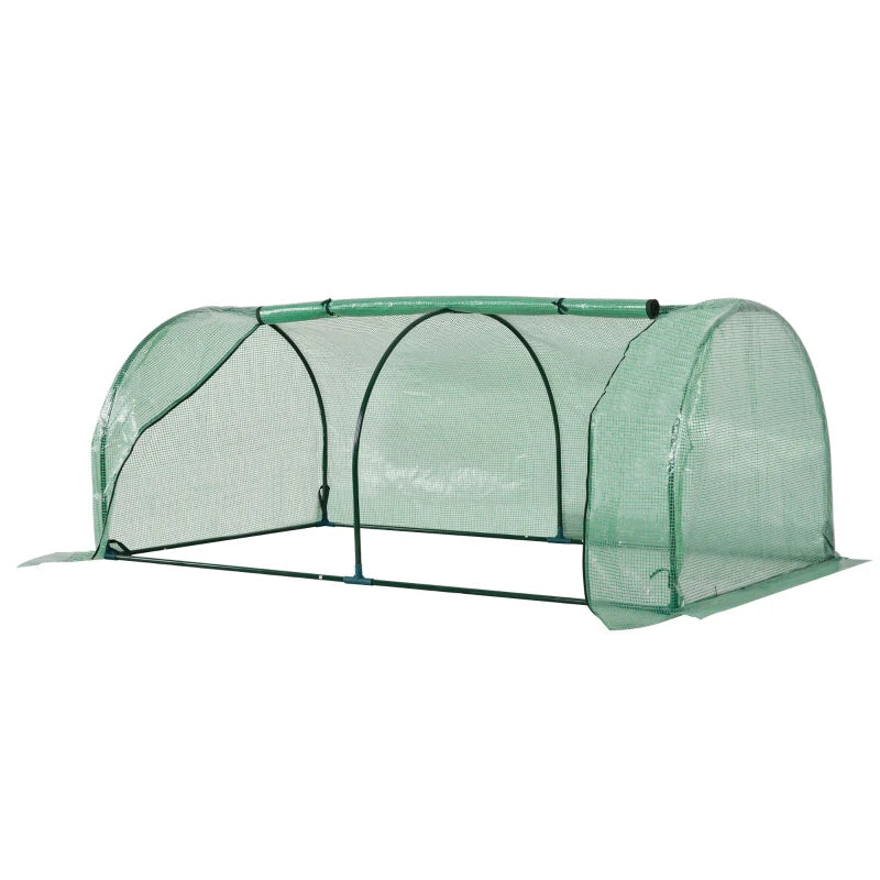 Green Steel Frame Garden Tunnel Greenhouse, 200x100x80cm