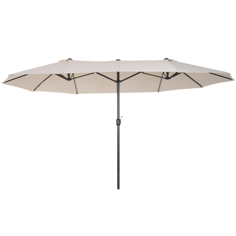 Double-Sided Beige Patio Sun Umbrella - 4.6m