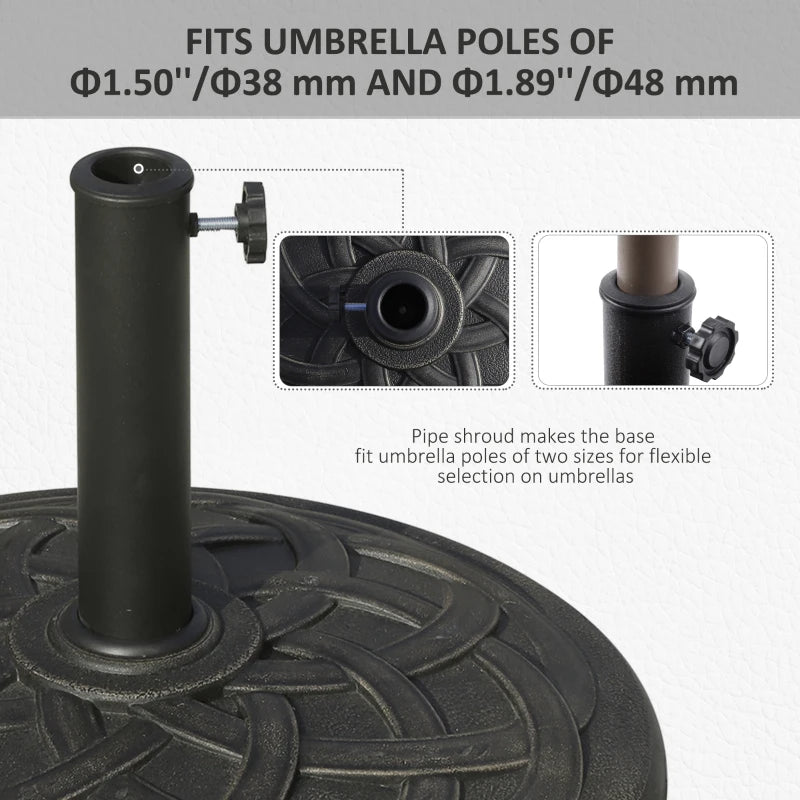 Black Resin Umbrella Base for Garden Parasol - Fits Φ38mm to Φ48mm Pole