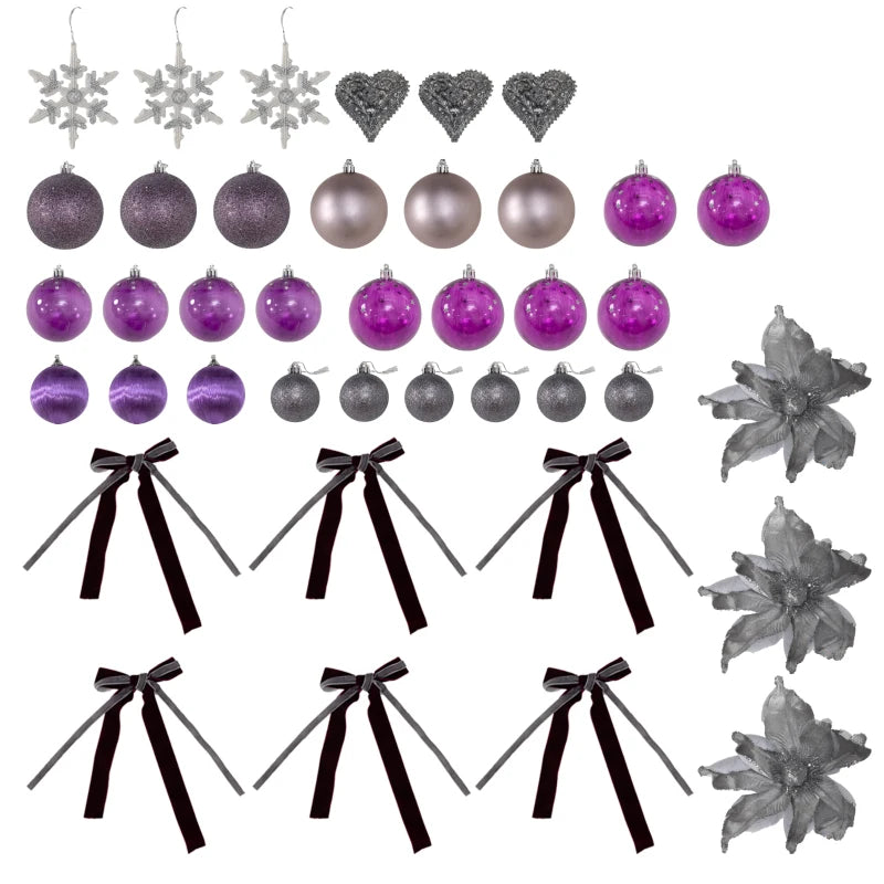 5ft Artificial Christmas Tree with Purple Decorations & Lights - Perfect Holiday Decor for Festive Celebrations