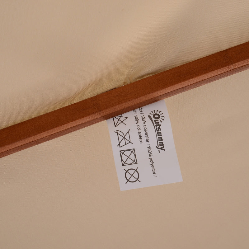 Beige Double Tier Bamboo Garden Parasol Umbrella