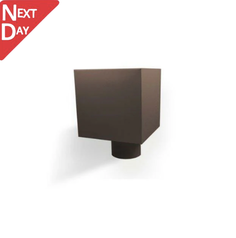 Sepia Brown Coated Galvanised Steel Plain Box Hopper Head 200w x 200d x 200h with 80mm Outlet