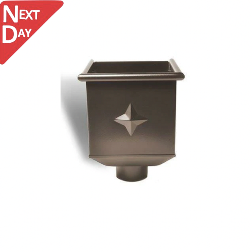 Sepia Brown Coated Galvanised Steel Hopper Head 230w x 230d x 300h with 80mm Outlet
