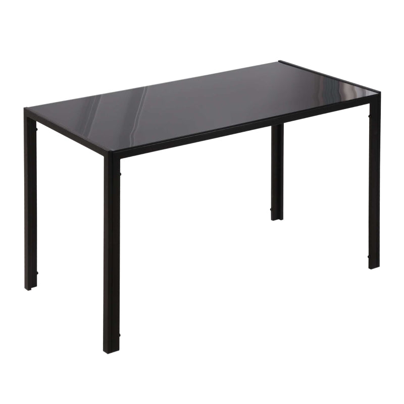 Modern Rectangular Glass Dining Table for 4 - Tempered Glass Top & Metal Legs for Kitchen & Living Room