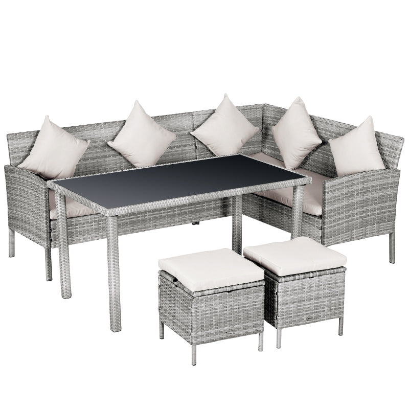 Mixed Grey Rattan Corner Dining Set