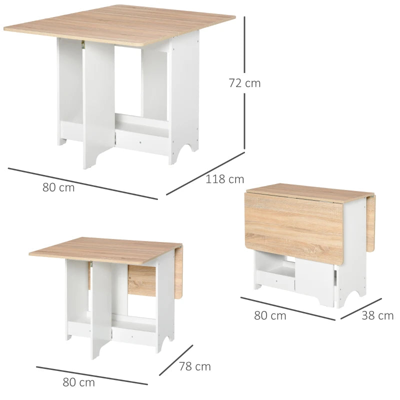 Foldable Dining Table with Drop-Leaf Design & Storage Shelf - Versatile Folding Desk for Kitchen & Dining Room