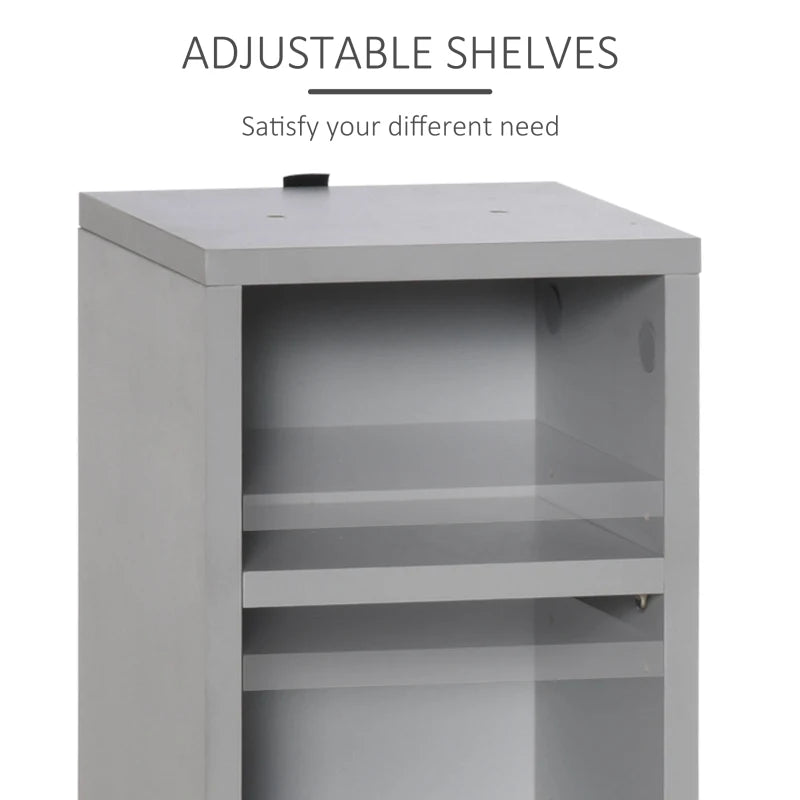 Set of 2 Grey CD Media Display Shelves - Adjustable Blu-Ray Tower Rack & Bookcase Storage Organizer