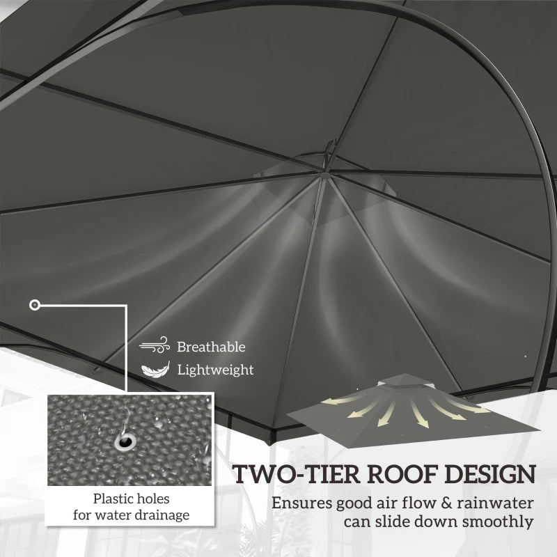 3m x 3m Grey Replacement Gazebo Canopy - Double Tier Roof Top for Garden, Patio, Outdoor Use (Top Only)