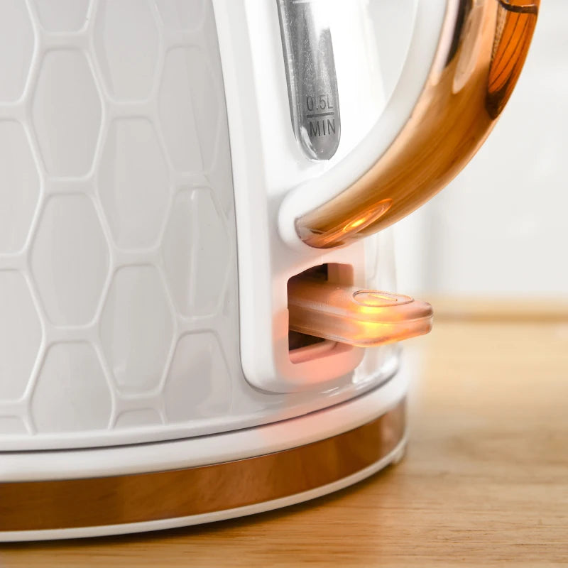 1.7L 3000W Fast Boil Kettle & 4 Slice Toaster Set - White, 7 Browning Controls, Crumb Tray, Kitchen Essentials