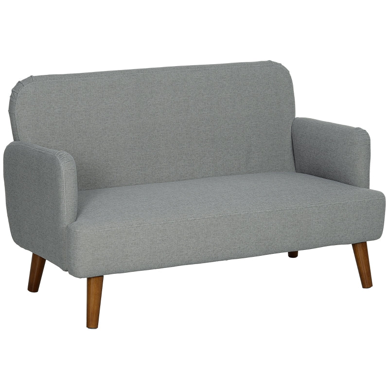 Stylish Grey Velvet 2 Seater Sofa Loveseat with Thick Padding and Wooden Legs for Small Spaces