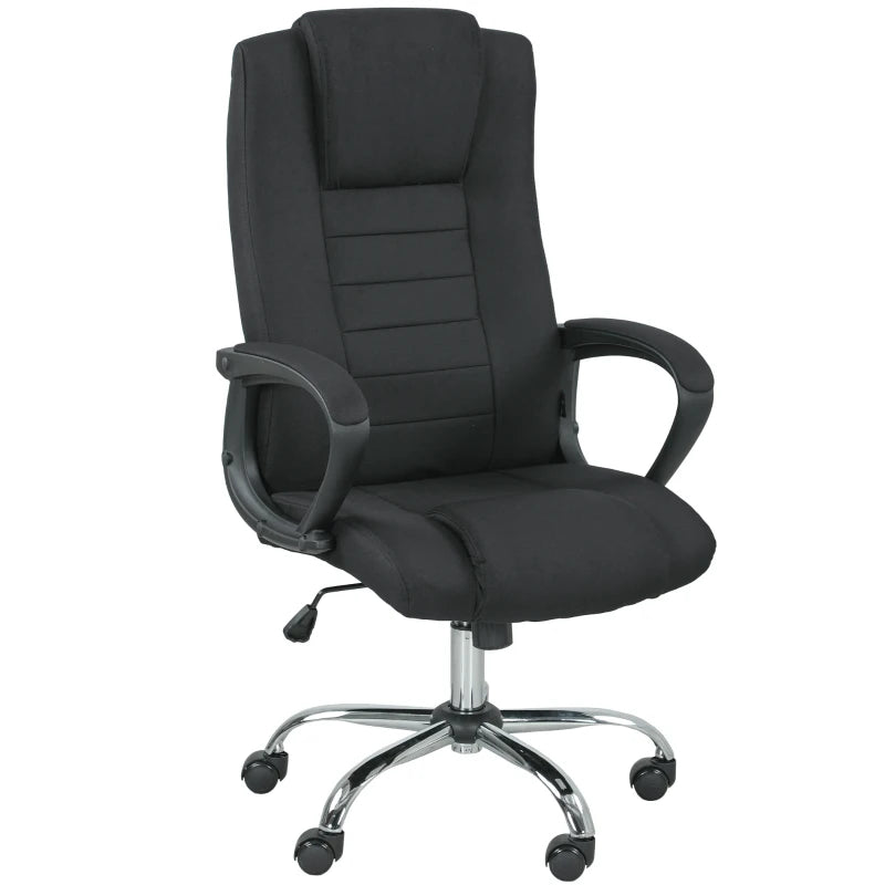 Vinsetto Linen-Look Swivel Office Chair in Black - Stylish Ergonomic Design for Home & Office Use