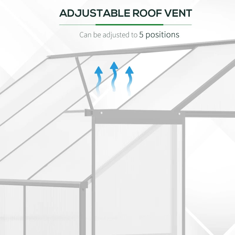 Silver 8x4ft Lean-to Greenhouse with Roof Vent for Plants