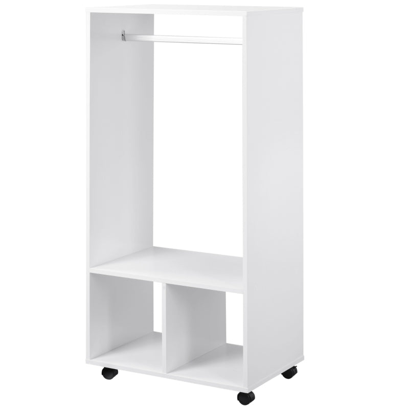 Mobile Open Wardrobe with Clothes Hanging Rail and Storage Shelves for Bedroom or Hallway