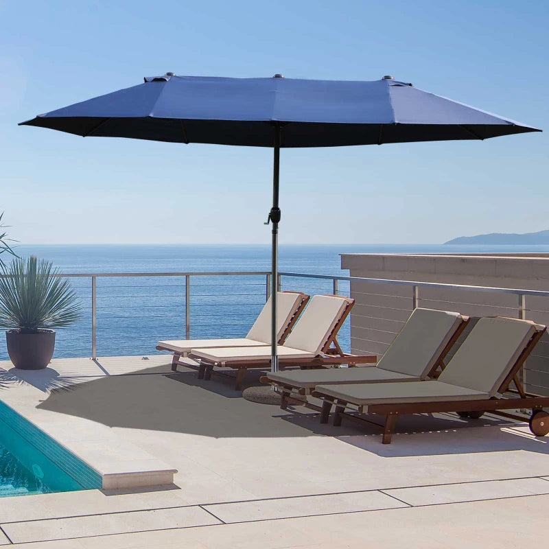 Blue Double-Sided Patio Umbrella - 2.7m Diameter