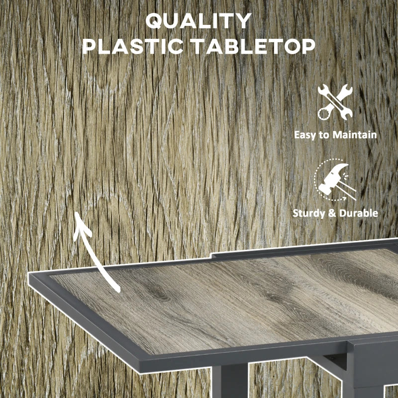 Beige Extendable Outdoor Dining Table for 6, Aluminium Frame, Rectangular Patio Table