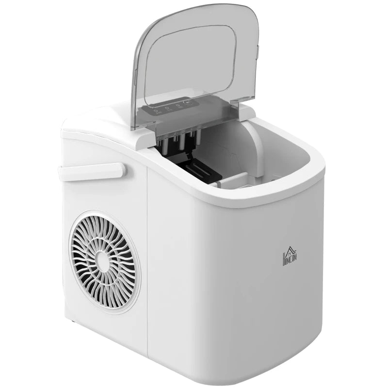 Portable Ice Maker Machine - 12Kg Daily, 9 Cubes in 6-12 Mins, Countertop Ice Cube Maker with Scoop & Basket - White
