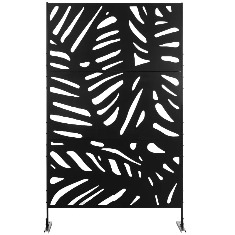 Freestanding Outdoor Privacy Screen - Decorative Metal Garden Divider, 48" x 78", Black for Deck and Pool