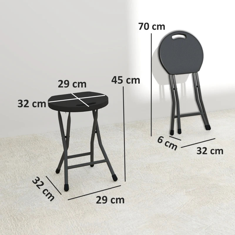 Set of Four Charcoal Grey Folding Carry Stools - Compact and Lightweight Design