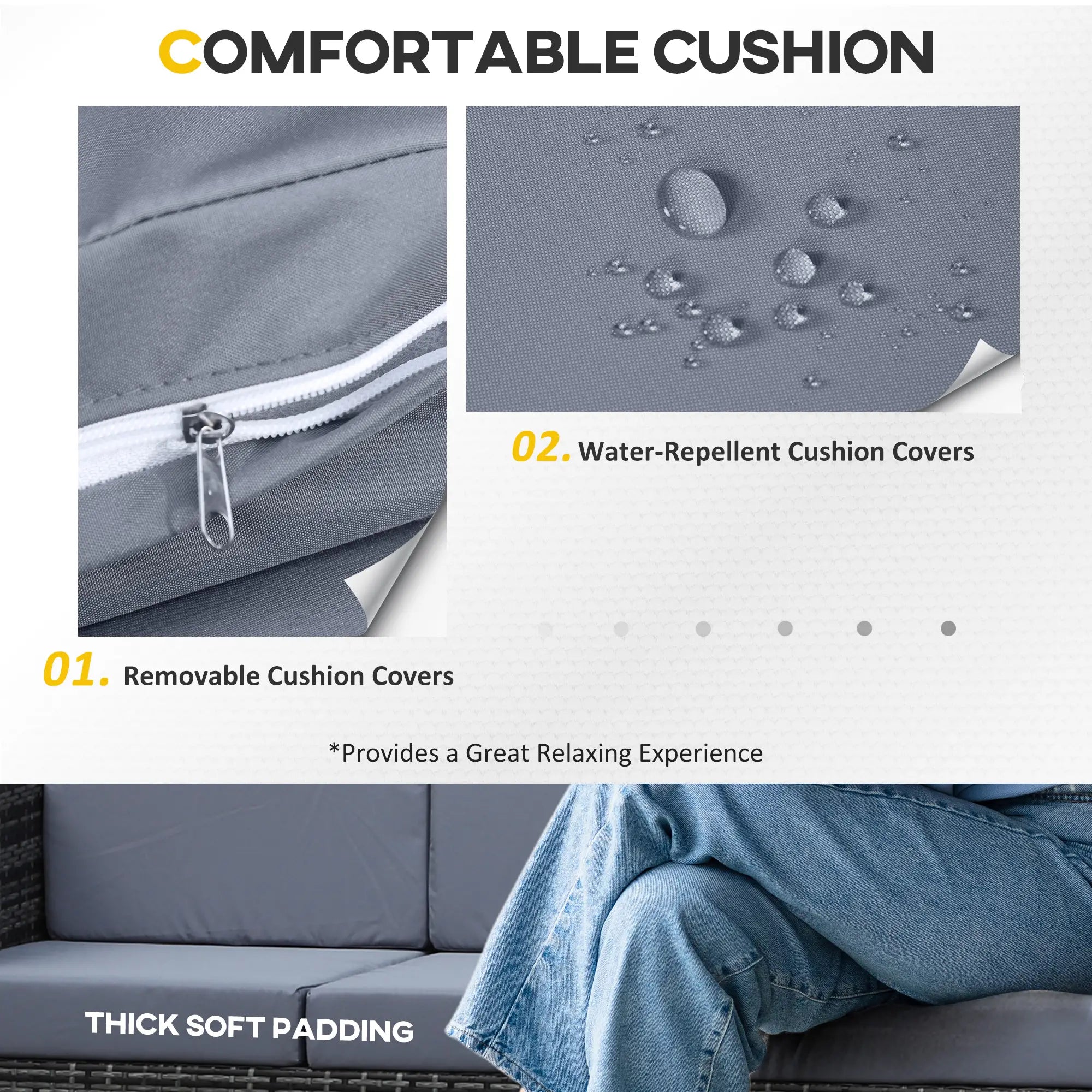 Grey 3-Seater Weather Resistant Rattan Sofa