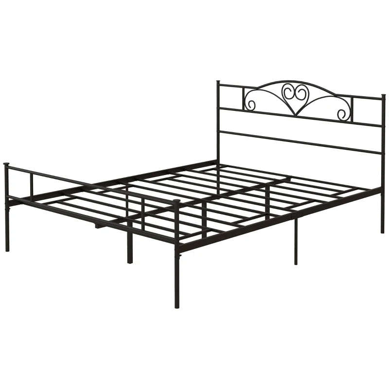 King Size Metal Bed Frame with Headboard & Footboard - 5ft4 Bed Base with 31cm Under-Bed Storage for Bedroom