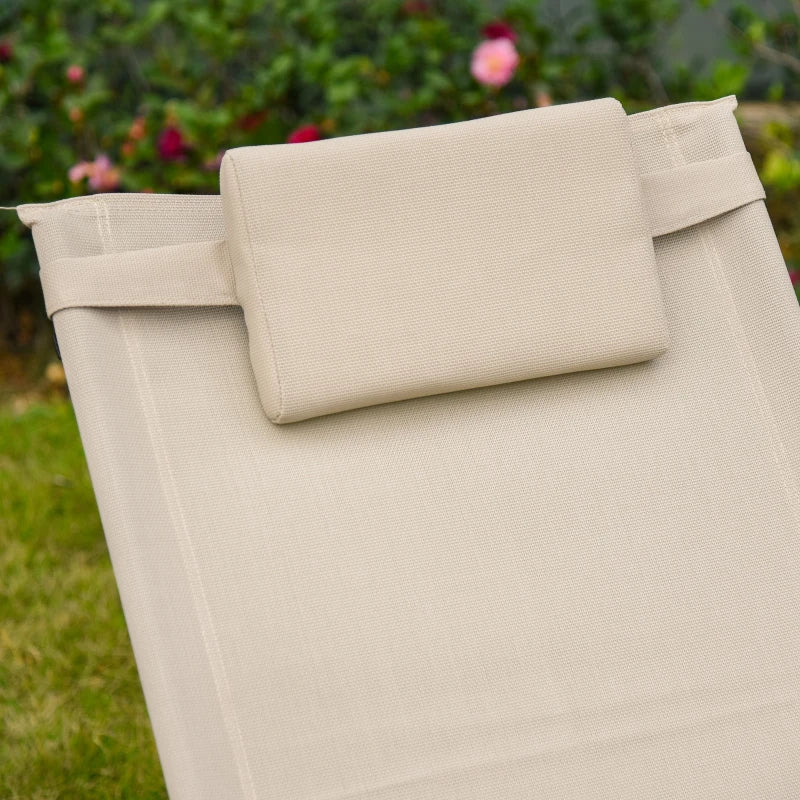 Outdoor Rocking Chair with Mesh Fabric, Headrest, Armrest, Storage Bag - Cream White