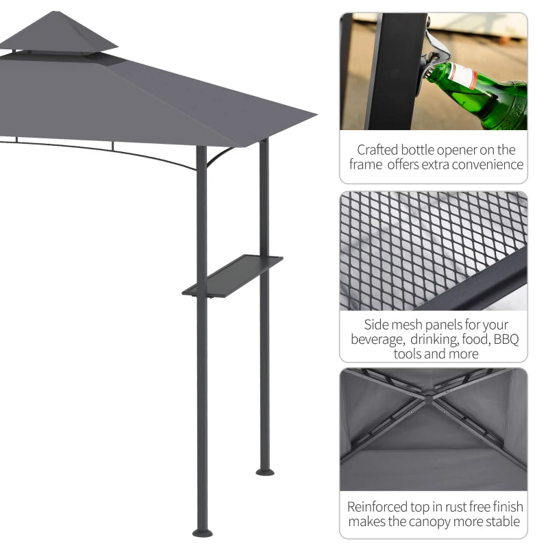 Double-Tier Grey BBQ Gazebo Canopy - 2.5M (8ft)