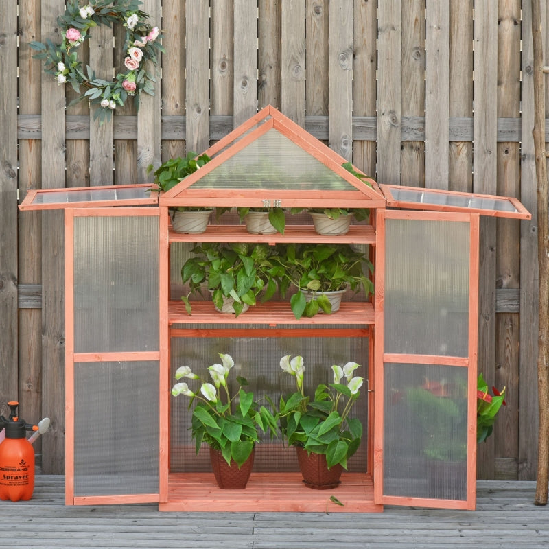 Orange Polycarbonate Garden Cold Frame Greenhouse with Adjustable Shelves