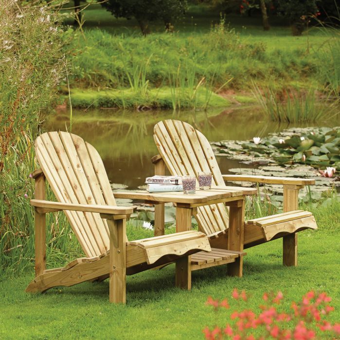 Softwood Low Wooden Companion Seat Outdoor Patio Furniture