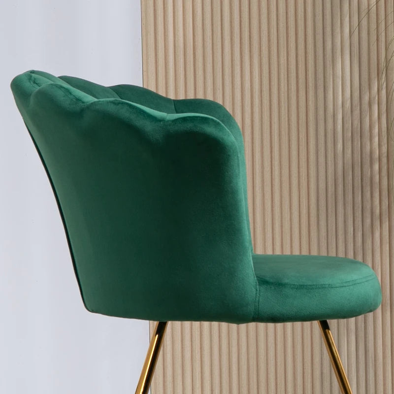 Velvet-Feel Lotus Petal Accent Chair in Green for Stylish Home Decor