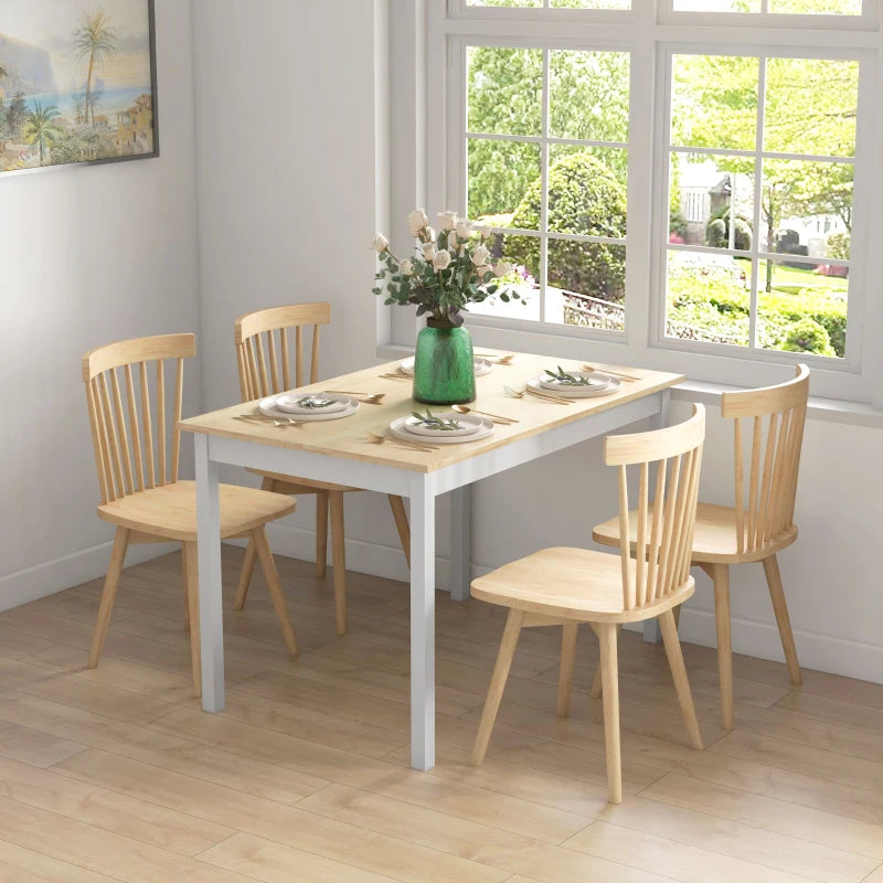 Rustic Four-Seater Farmhouse-Style Wooden Dining Table - Perfect for Family Meals and Country Decor