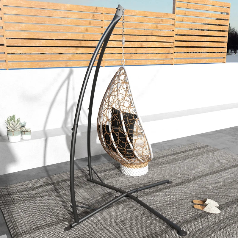 Black Metal Hammock Chair Stand with Chain for Indoor & Outdoor Use