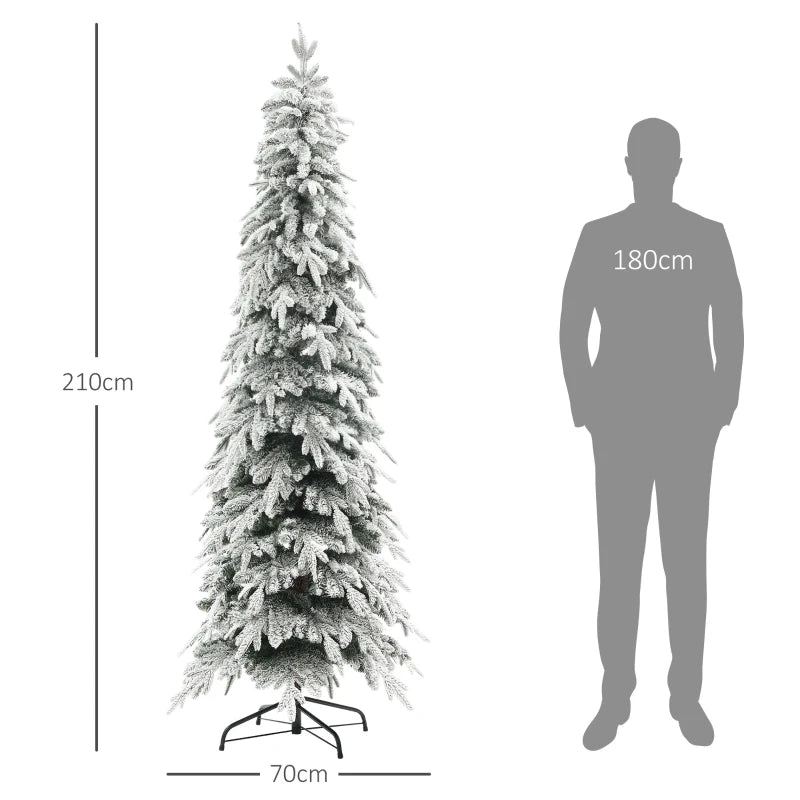 7ft Unlit Artificial Christmas Tree - Snow-Covered Holiday Decor for Festive Home Decoration