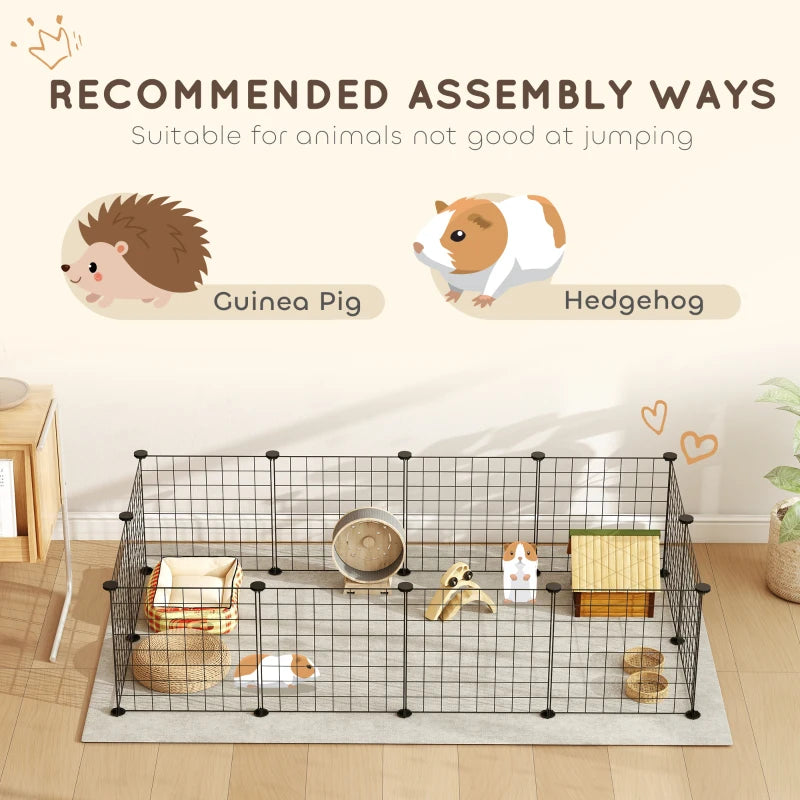 DIY Metal Wire Pet Playpen - 12 Panel Enclosure for Indoor/Outdoor Guinea Pigs, Bunnies & Small Animals - Black