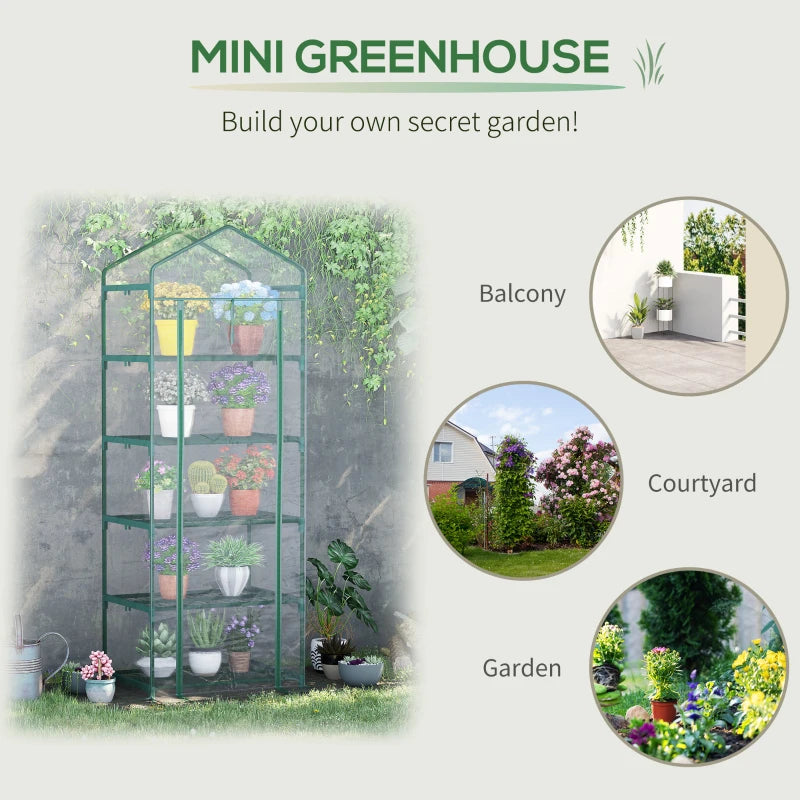 Portable Greenhouse Flower Stand - Transparent PVC Cover - 69 x 49 x 193cm