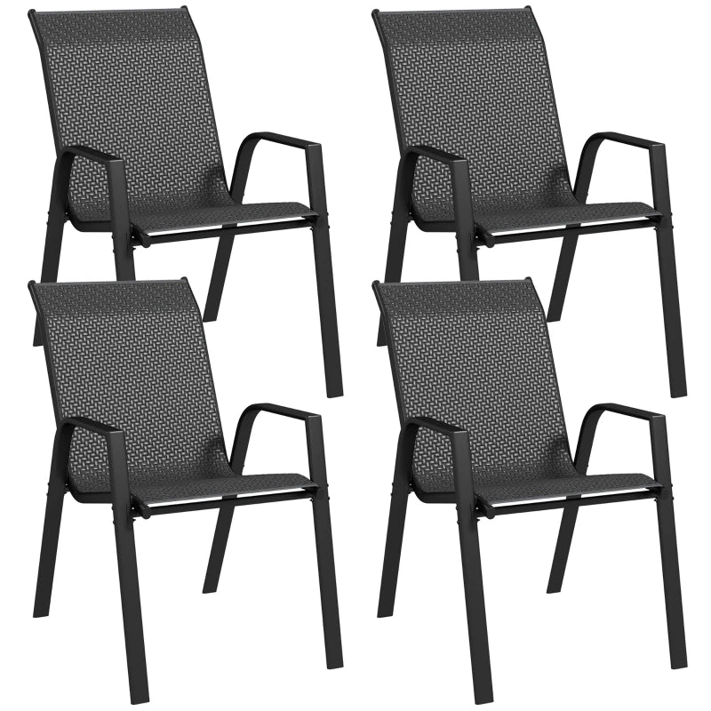 Stylish Four-Piece Grey Rattan Garden Seat Set - Stacking Outdoor Furniture for Patio, Balcony, and Garden