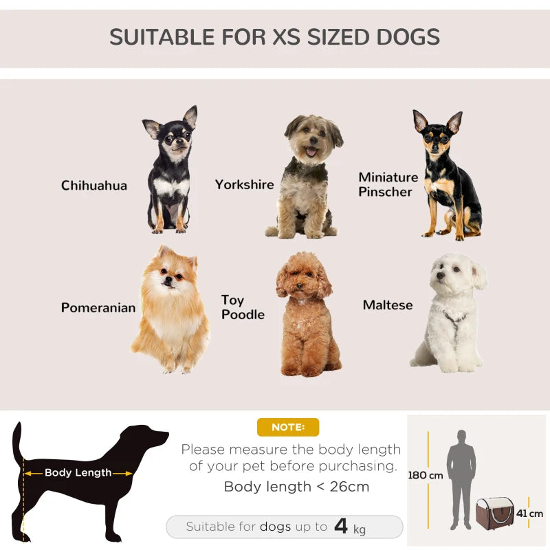 Folding Fabric Soft Pet Crate - Brown, 46L x 36W x 41H cm - Portable, Lightweight, Ideal for Dogs & Cats