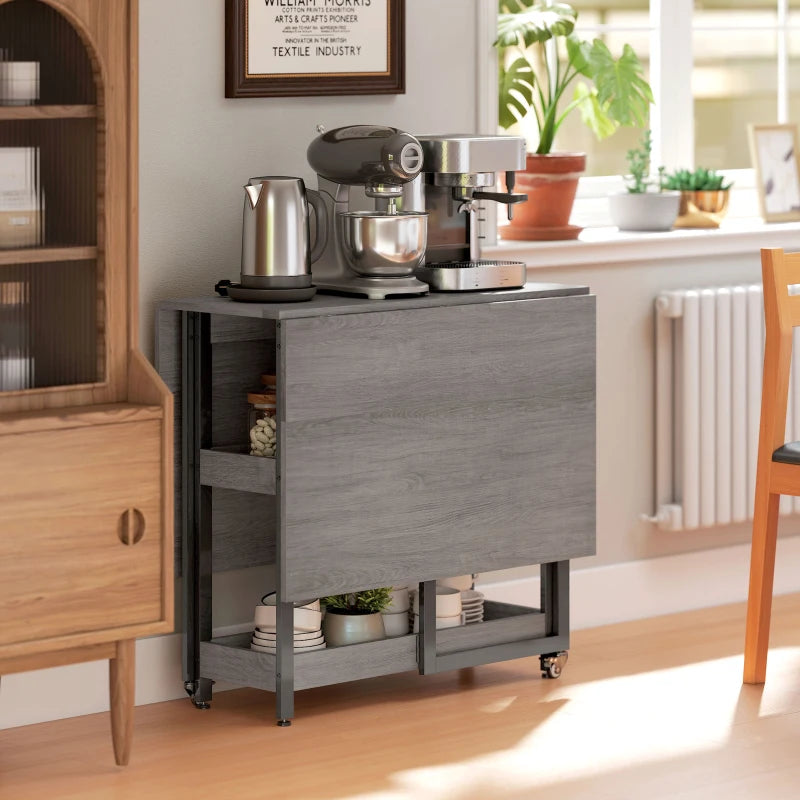 4-Person Drop Leaf Table - Stylish Grey Wood-Effect Dining Table for Small Spaces - Versatile and Space-Saving Design