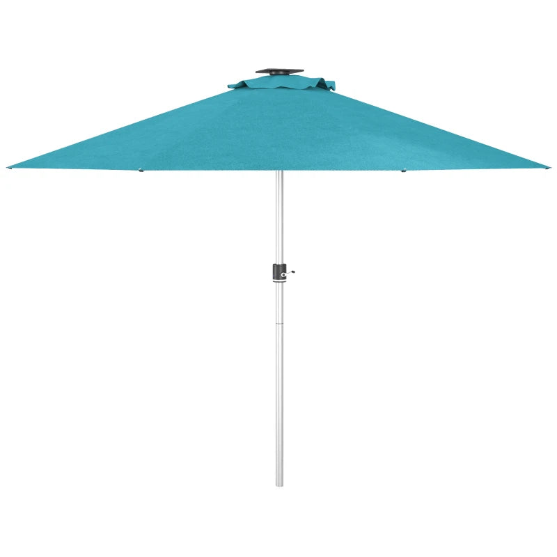 Blue 3m Solar LED Patio Umbrella