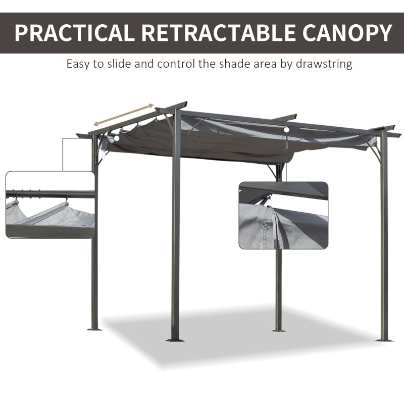 3m x 3m Metal Patio Gazebo With Grey Canopy