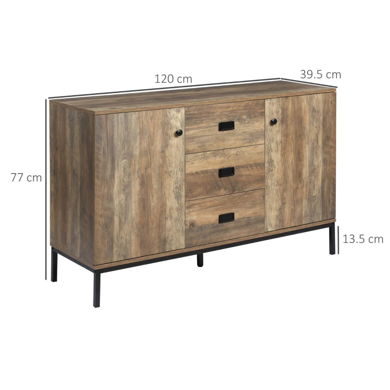 Unique Retro Mango Wood-Effect Sideboard - Stylish Storage Solution for Living Room & Dining Room Decor