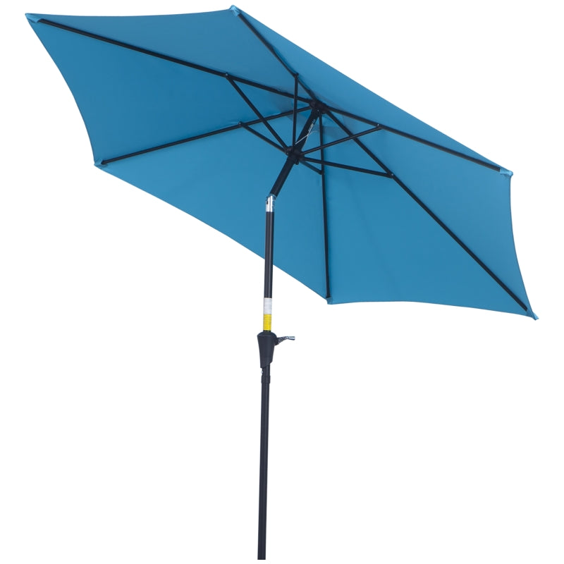 Blue 2.7M Tilt Crank Garden Parasol Umbrella