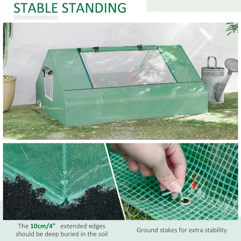 Dark Green Portable Mini Garden Greenhouse with Zipped Windows, 180x140x80cm