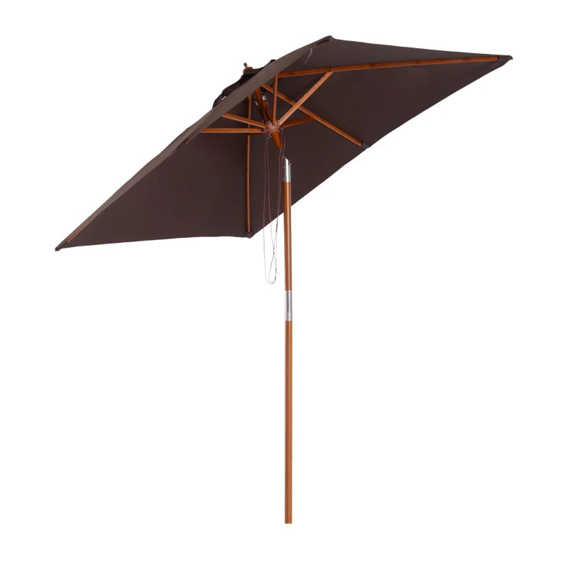 2m x 1.5m Coffee Garden Parasol Umbrella with Tilting Sunshade Canopy