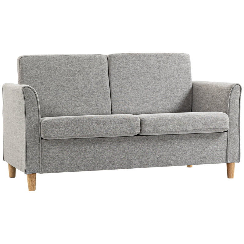 Modern Compact Loveseat Sofa for Living Room with Wooden Legs and Armrests in Light Grey